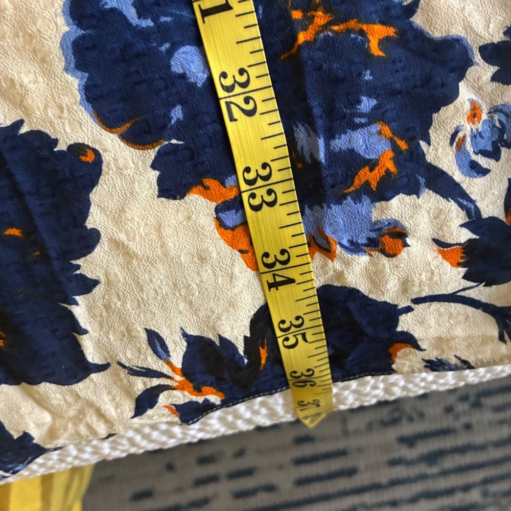 DVF Layla Shirt Dress Sz L Blue & Orange Floral Pintuck Boho Cottage Core - Picture 11 of 11